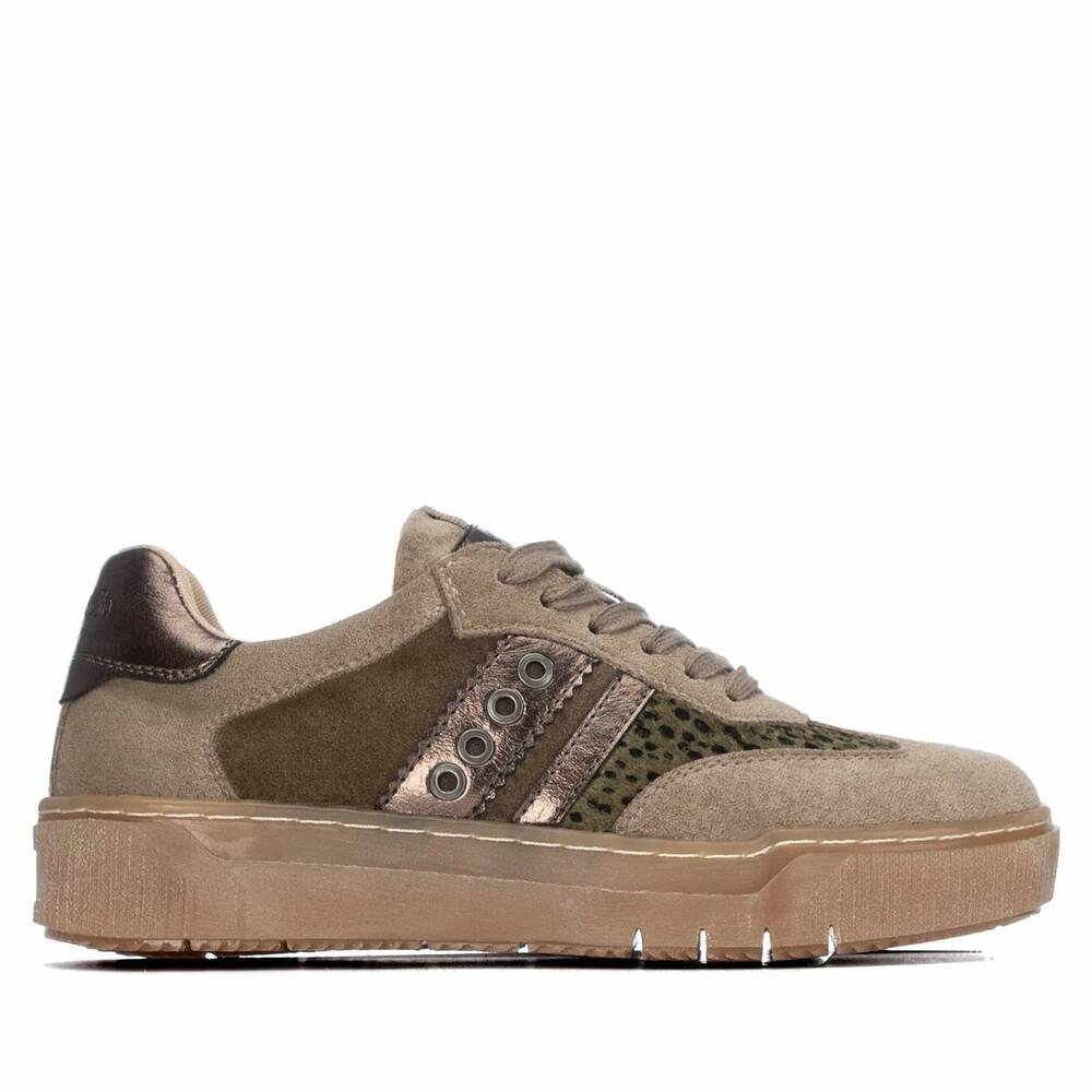 NEW REFRESH women's casual suede sneakers in khaki